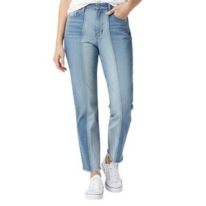 Fashion Nova Jeans Juniors Size 5‎ Two Tone High Rise Fringe Hem Boho Distressed